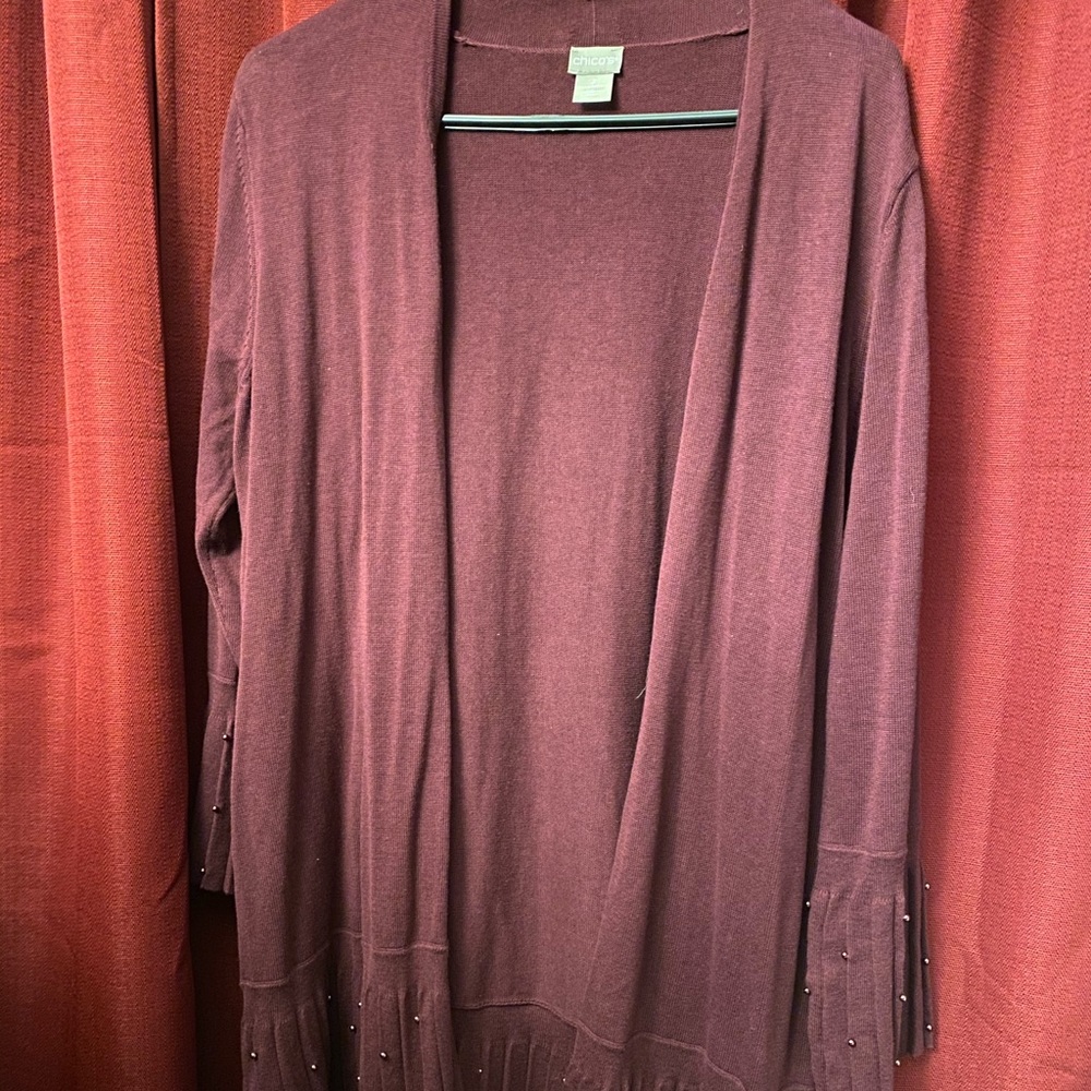 Chico’s- Women’s Size:2, Maroon/Plum W/pearls